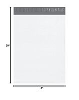 BOX USA "Poly Mailer Envelopes, 15"" x 20"" x 4"", White, Self-Seal with Tear Strip, Gusseted