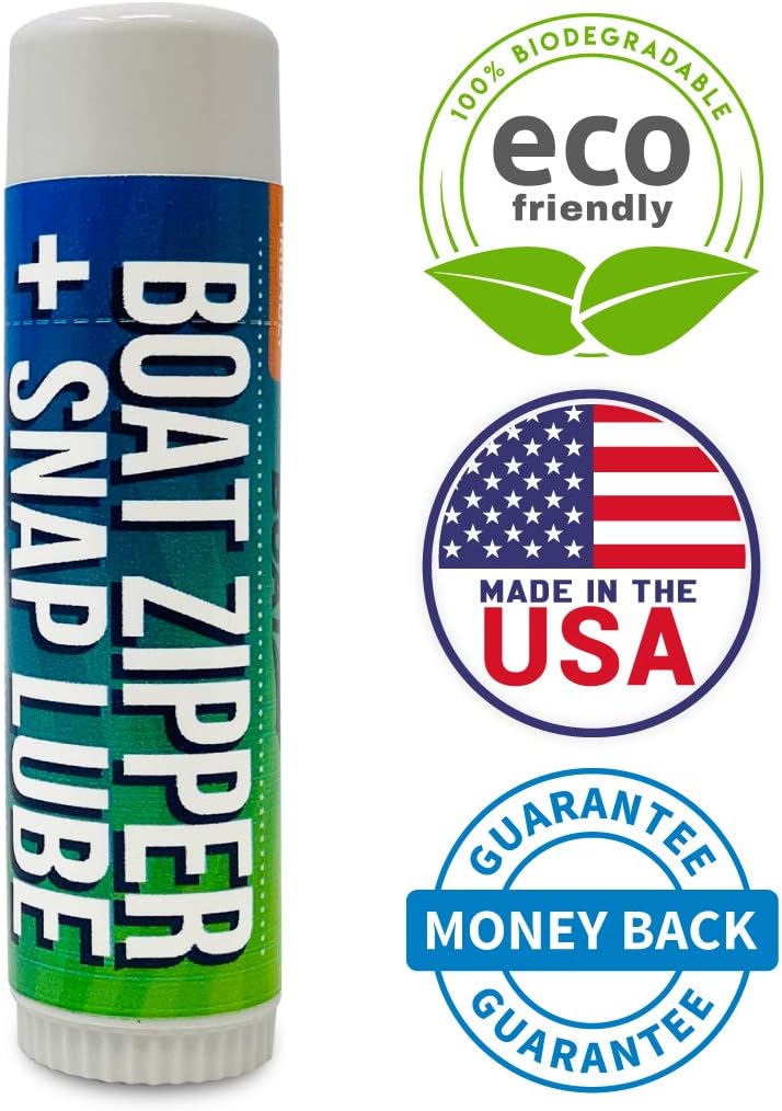 Zipper Wax Zip Lube - Marine Grade Zipper Lubricant Stick and Tool for Boat Canvas, Bimini Snaps, Metal Zippers, Jackets