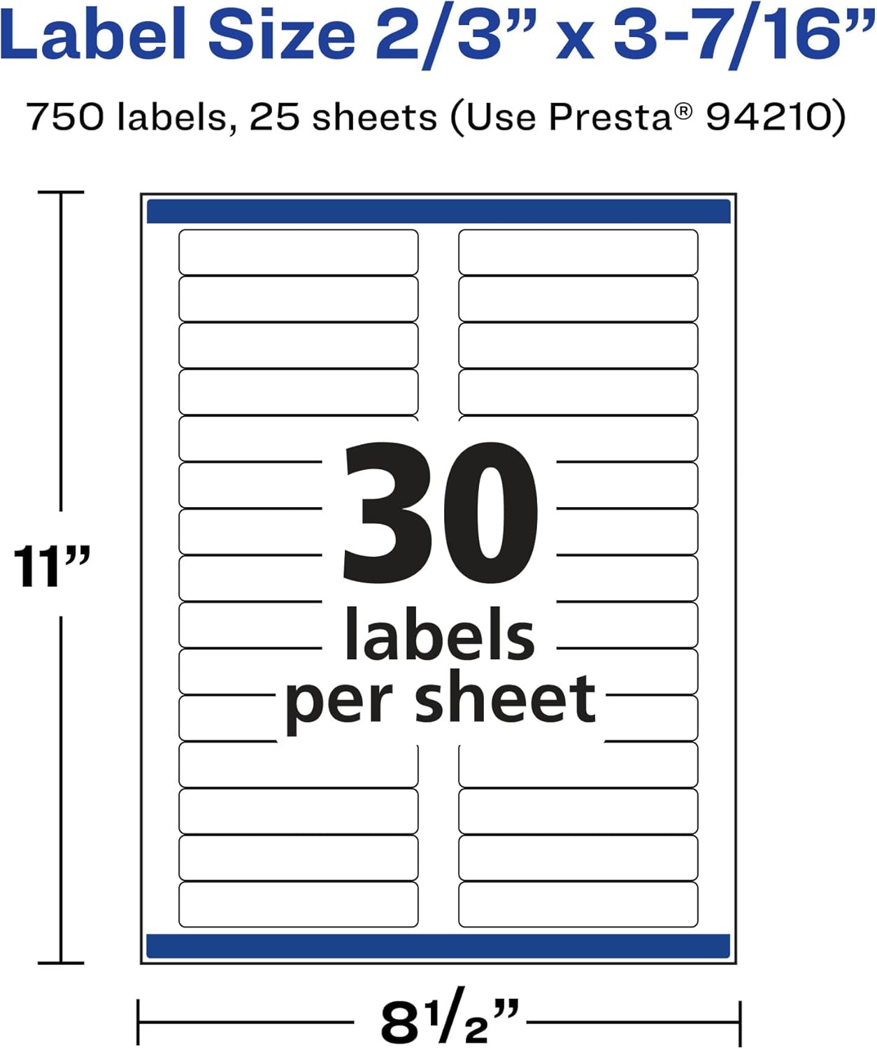 Avery Matte White Rectangle Labels, Sure Feed Technology, 2/3" x 3-7/16"