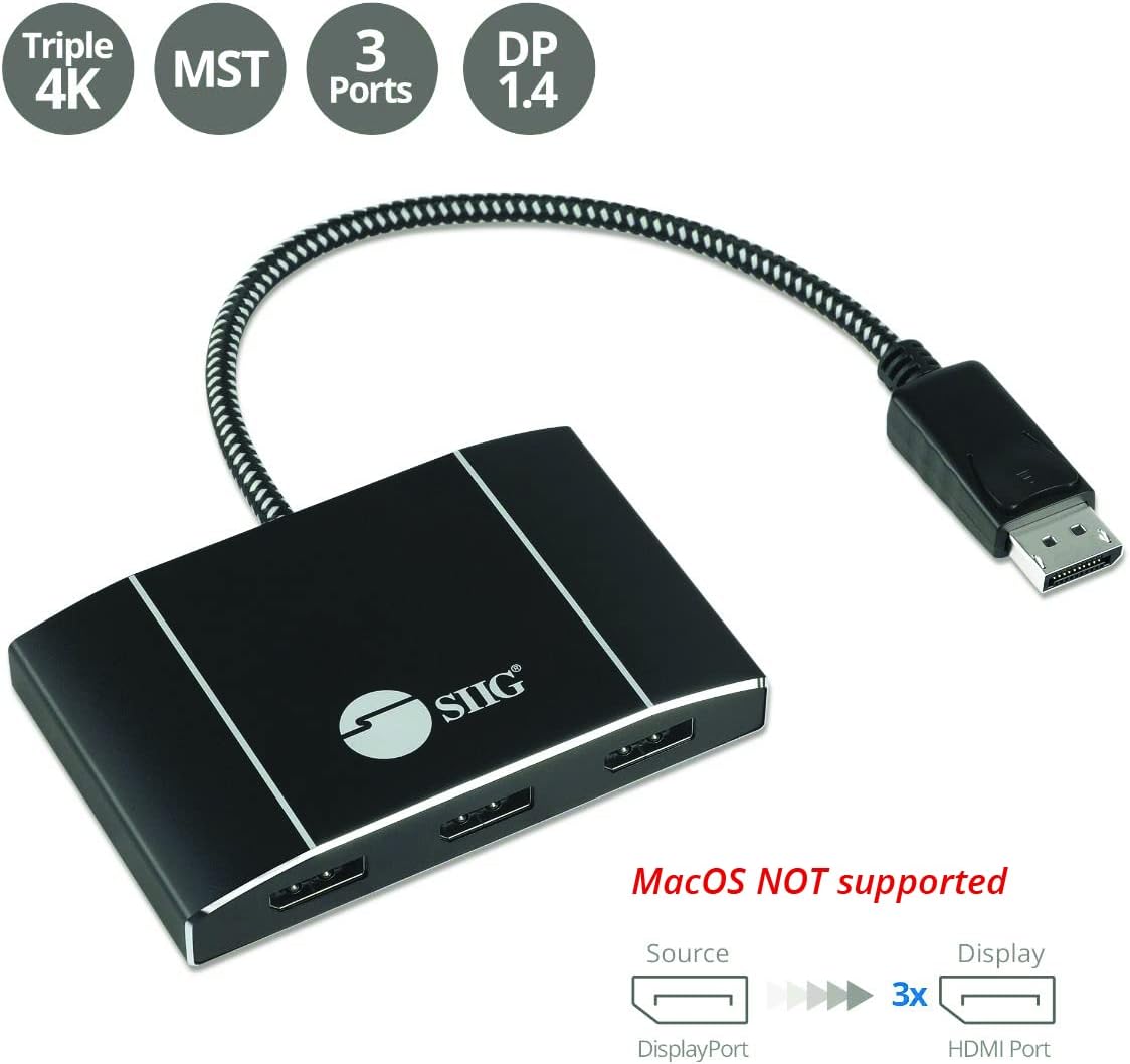 SIIG DisplayPort MST Hub Splitter (Multi-Stream Transport)