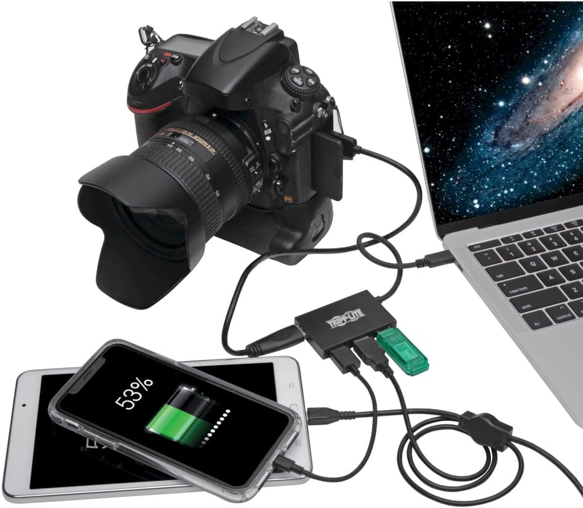 Tripp Lite Gen 1 USB-C Hub, Portable USB-C to USB-A Splitter for Charging and Data Transfer, Thunderbolt 3, 5 Gbps, 1.5
