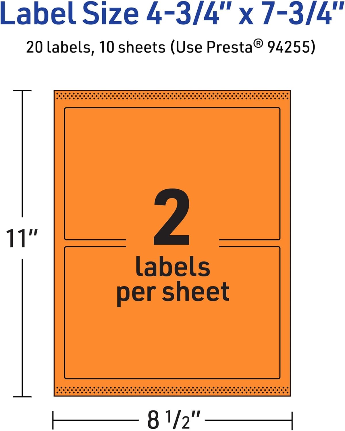 Avery Printable Rectangle Labels, Sure Feed Technology, 4.75 x 7.75, Bright Orange, Print-to-The-Edge, Laser/Inkjet Printable