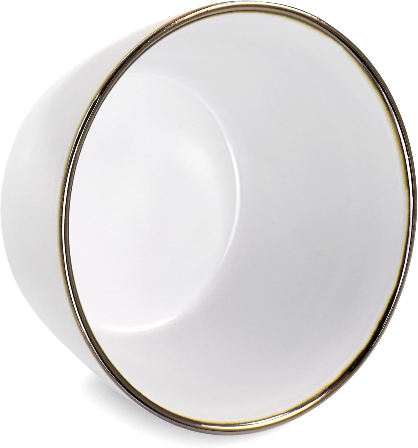 ELAMA 6-Piece Stoneware Bowl Set with Gold Rim