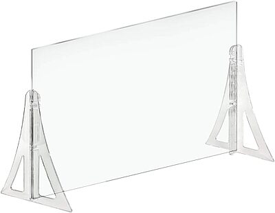 Azar Displays Protective Sneeze Guard for Counter and Desk - Portable Plexiglass Barrier (Pack of 2)