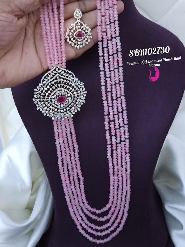 v968: Beautiful Premium GJ Diamond Finish Rani Haram Set