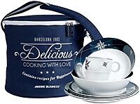 15147 Northwind Tableware Set and Basket - Round, 17-Piece, Blue