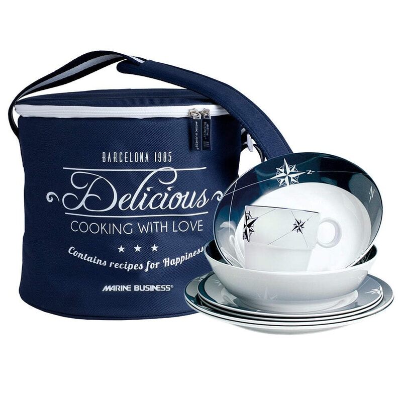 15147 Northwind Tableware Set and Basket - Round, 17-Piece, Blue