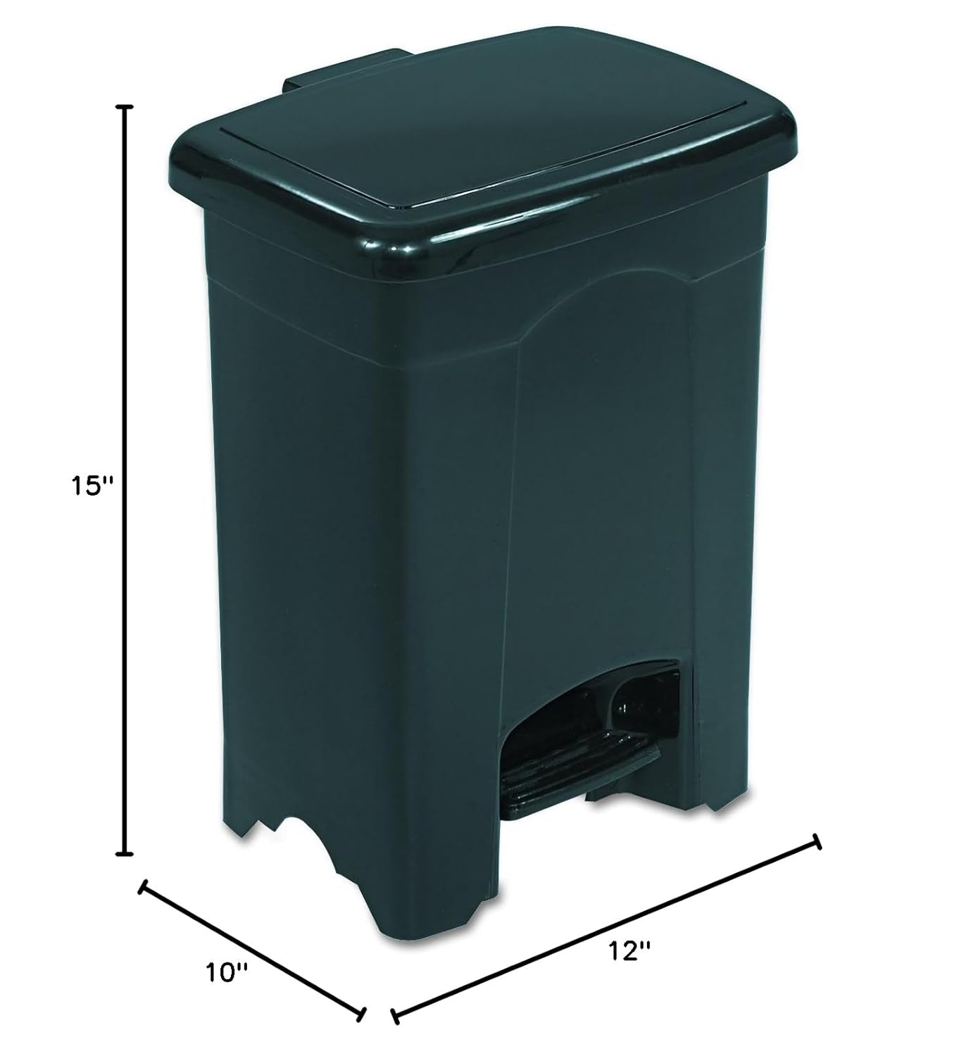 SAFCO Step On Plastic Trash Can with Foot Pedal, Hands Free Indoor All-Purpose Waste Bin