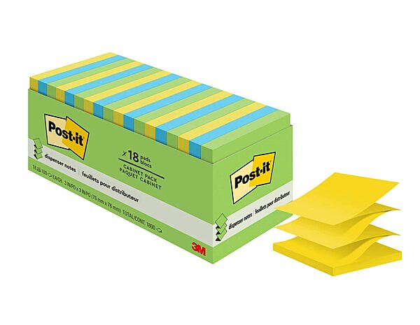 Post-it Notes, 3x3 in, 18 Pads, America's #1 Favorite Sticky Notes, 100 Sheets/Pad, Floral Fantasy Collection, Bold Colors, Recyclable