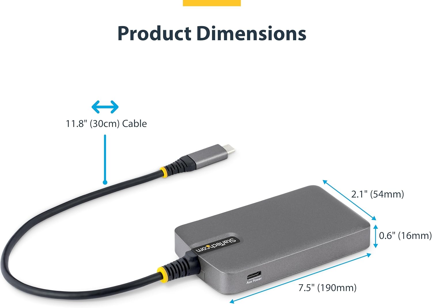 StarTech.com 4-Port USB-C Hub, 5Gbps, Bus Powered, Type-C to 4X Type-A with USB-C Auxiliary Power Input, Portable Hub