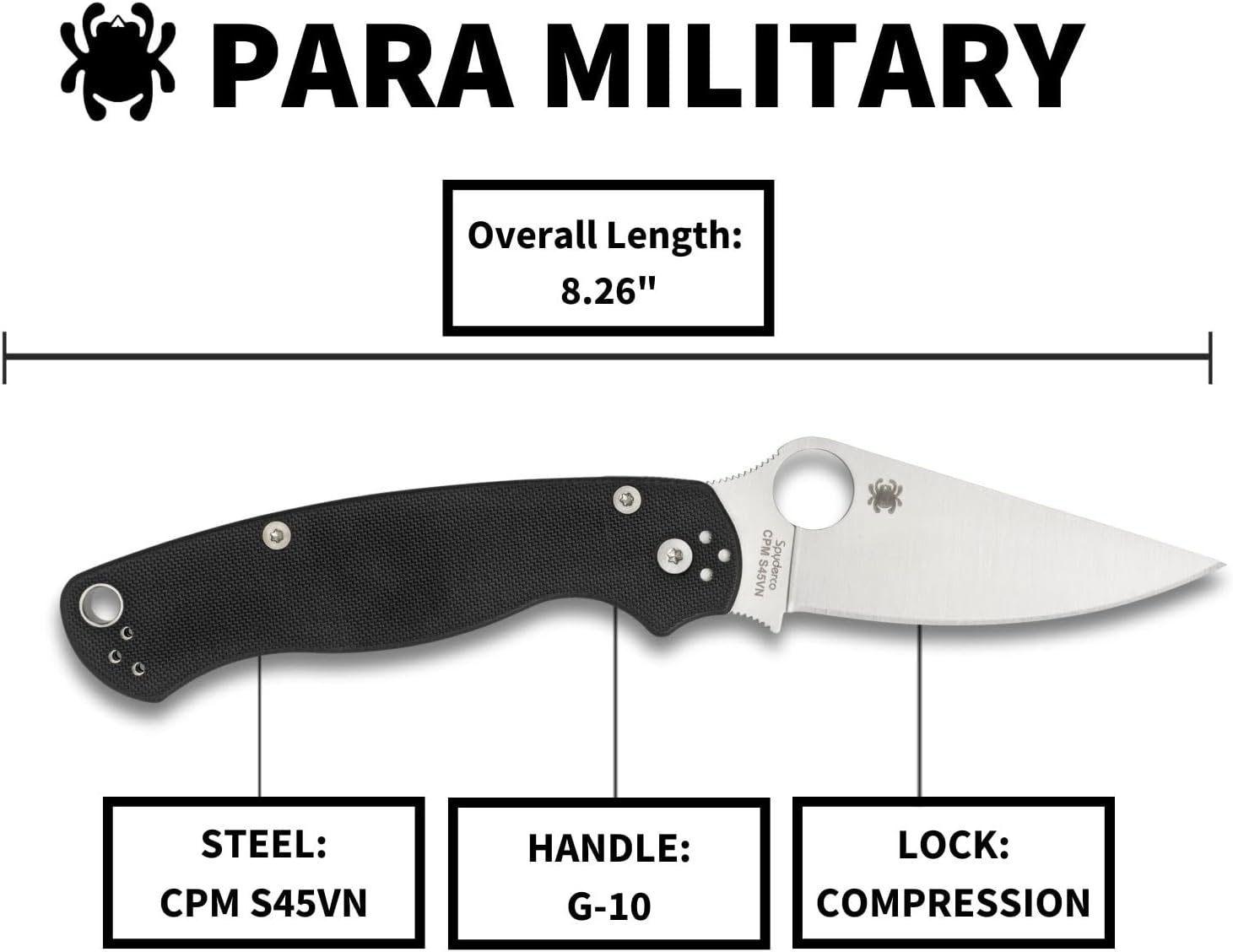 Spyderco Para Military 2 Folding Knife with G-10 Handle