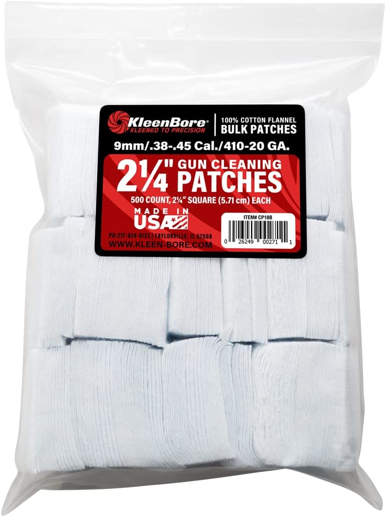 KleenBore SuperShooter Patch 38-45/410-20 2.25" Cotton 500Pk, White