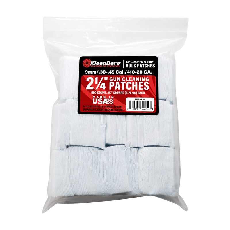 KleenBore SuperShooter Patch 38-45/410-20 2.25" Cotton 500Pk, White