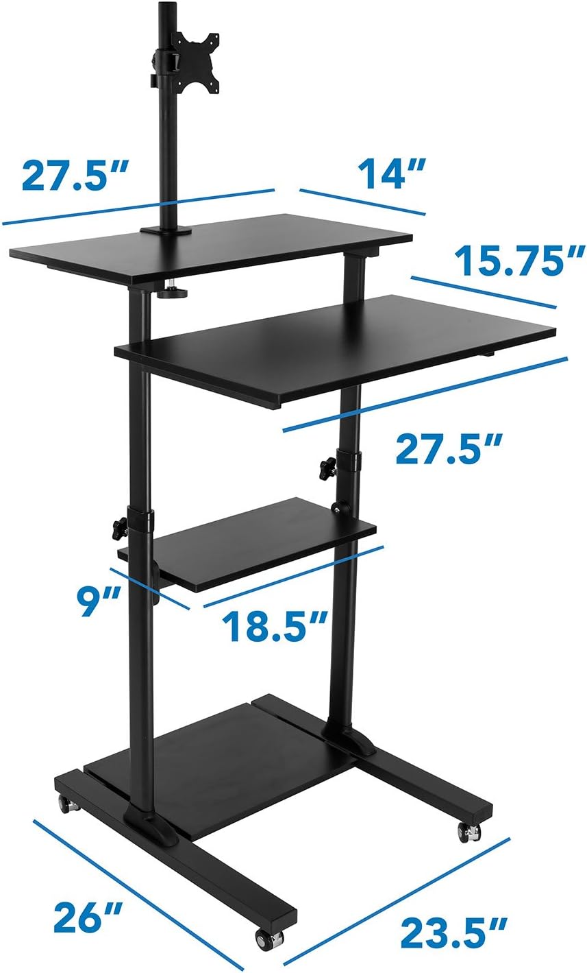 Mount-It! Mobile Computer Cart with Monitor Mount for Screen up to 32", Portable Desk on Wheels