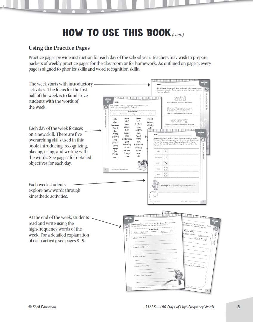 180 Days of High-Frequency Words for Second Grade - Learn to Read Second Grade Workbook