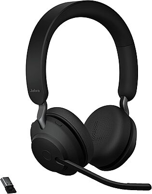 Jabra Evolve2 65 Wireless Headset On-Ear Bluetooth Headphones for Calls and Music