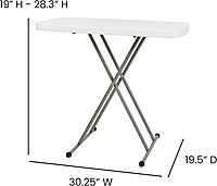 Flash Furniture Elon Folding Table - Granite White - Height Adjustable - 30 Inch - TV Tray