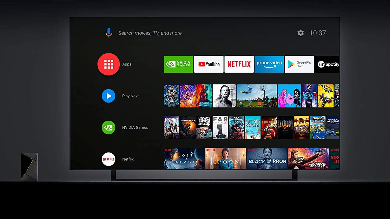 NVIDIA SHIELD Android TV Pro Streaming Media Player; 4K HDR movies, live sports, Dolby Vision-Atmos, AI-enhanced upscaling