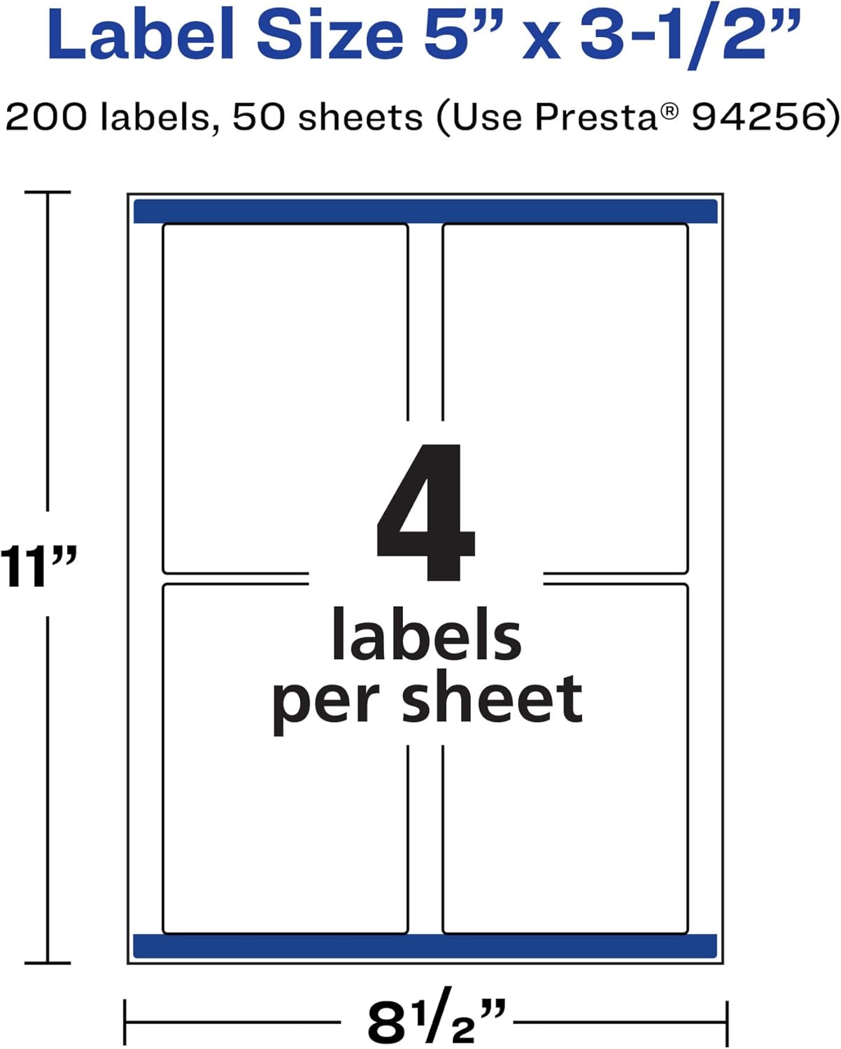 Avery Matte White Removable Rectangle Labels, Sure Feed Technology, 5" x 3.5"