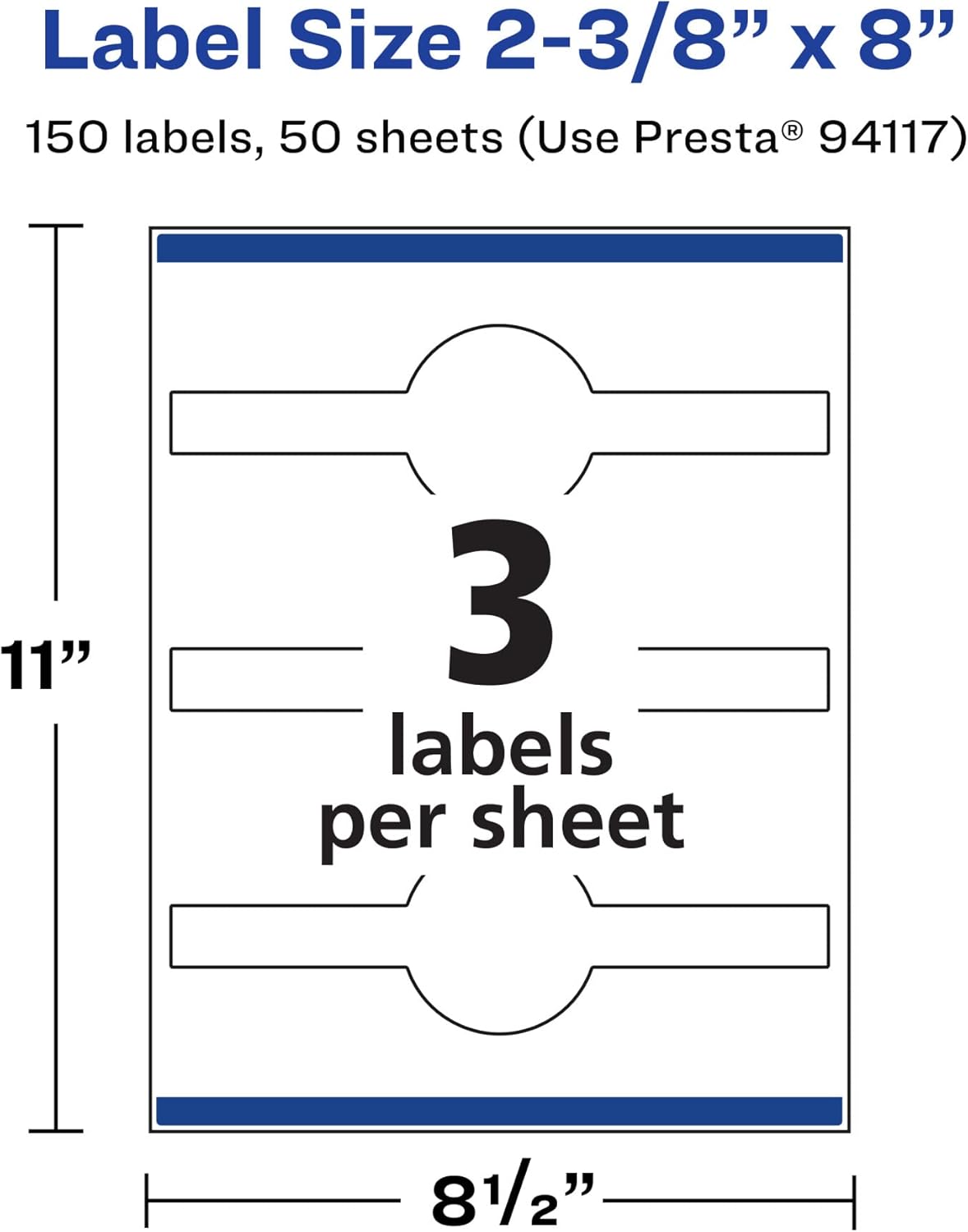 AVERY Durable Waterproof Wraparound Band Labels, Sure Feed Technology, 2-3/8" x 8", Cigar Band Labels