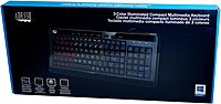 AKB-120EB 3-Color Illuminated Compact Multimedia Keyboard with Large Print Keys and Hotkeys