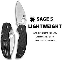 Spyderco Sage 5 Folding Pocket Knife with 3" CPM S30V Steel Blade and FRN Handle - Lightweight - C123PBK