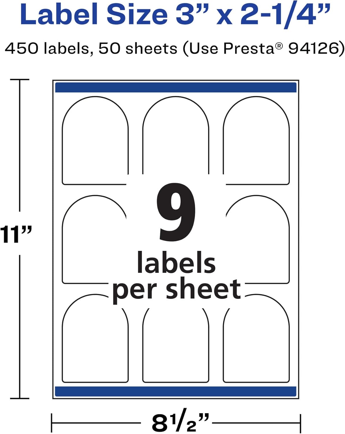 Avery Matte White Arched Labels, Sure Feed Technology, 3" x 2.25", Print-to-The-Edge, Laser/Inkjet Printable