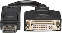 Tripp Lite DisplayPort to DVI Adapter Cable Converter Extender, Male-to-Female, 1080p @ HD Resolution, DisplayPort++ Dual-Mode Port, 6-inch Cord, 3-Year Warranty (P134-000)