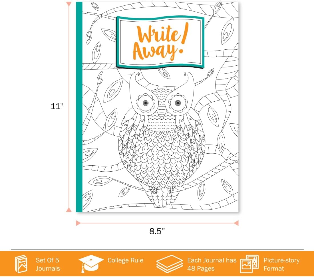 BARKER CREEK Color Me! Inspired Writing Journals, College-Ruled, 8.5 x 11, 48 Pages