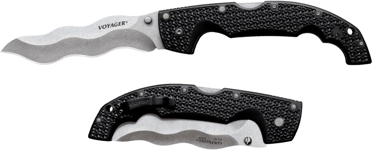 Cold Steel XL Voyager Kris Blade Folding Knife with Tri-Ad Lock