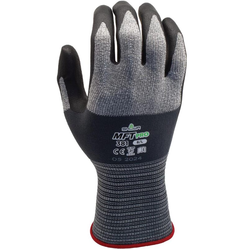 SHOWA MFT PRO 381 Foam Nitrile Palm Coated General Purpose Work Glove with Microfiber Liner X-Large Bulk Pack (12 Pair)