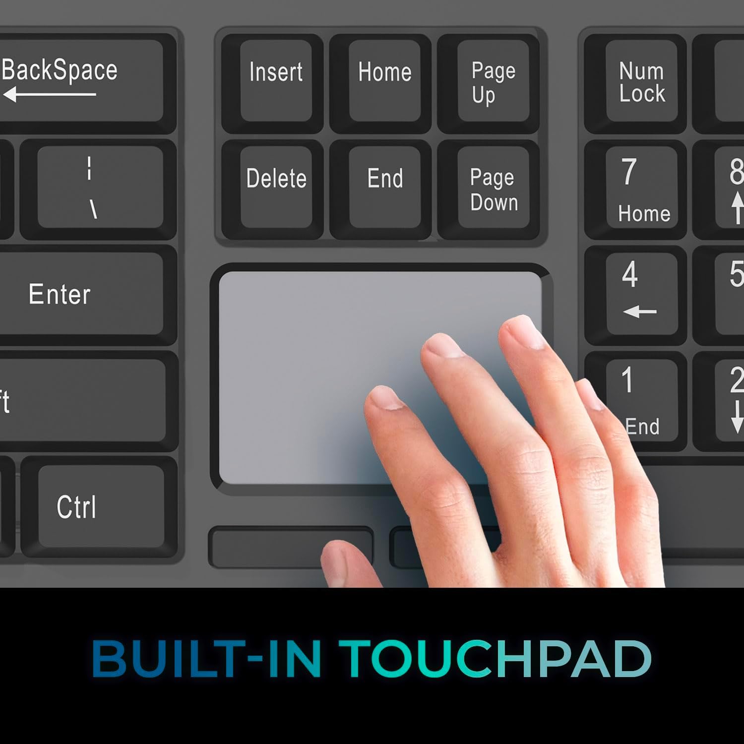 Wireless Keyboard with Touchpad 104 Key Full Size USB Dongle Receiver Multi OS Support Works with MacOs System & Multimedia