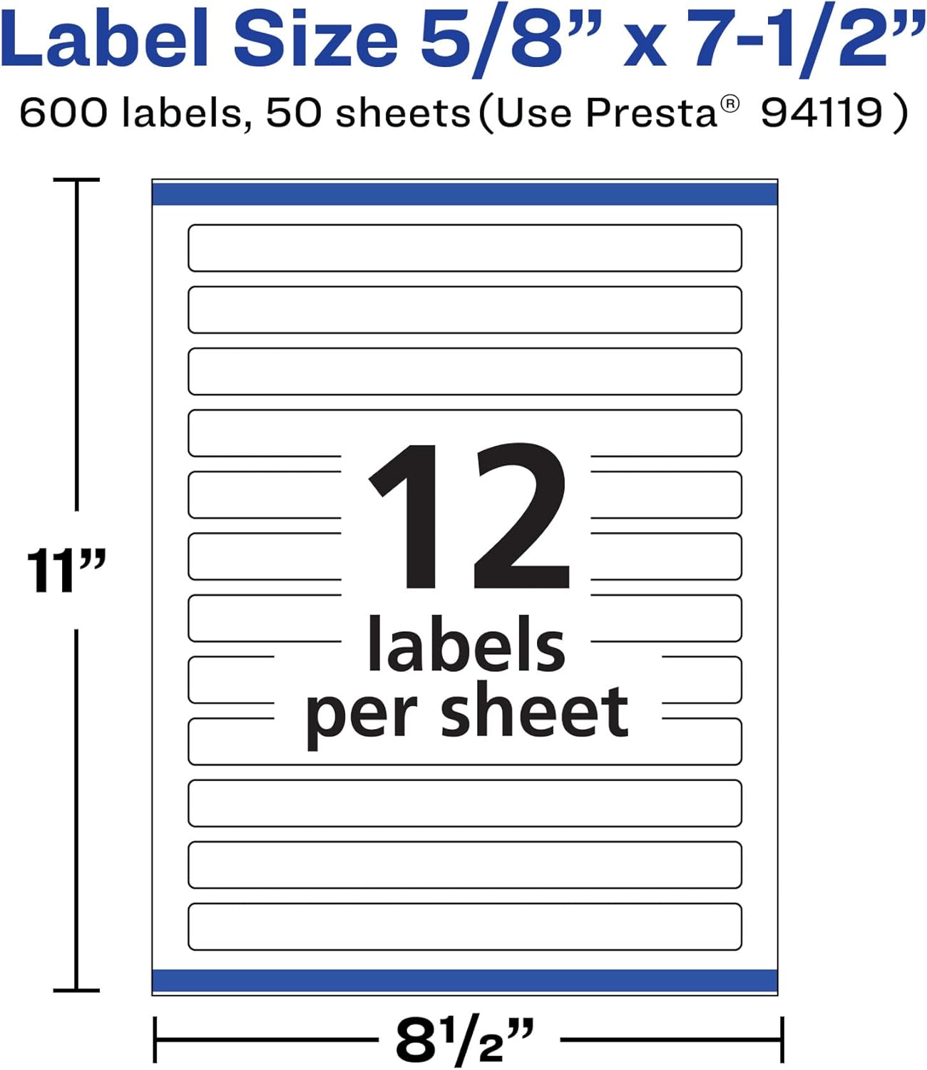 Avery Matte White Rectangle Labels, Sure Feed Technology, 5/8" x 7-1/2"