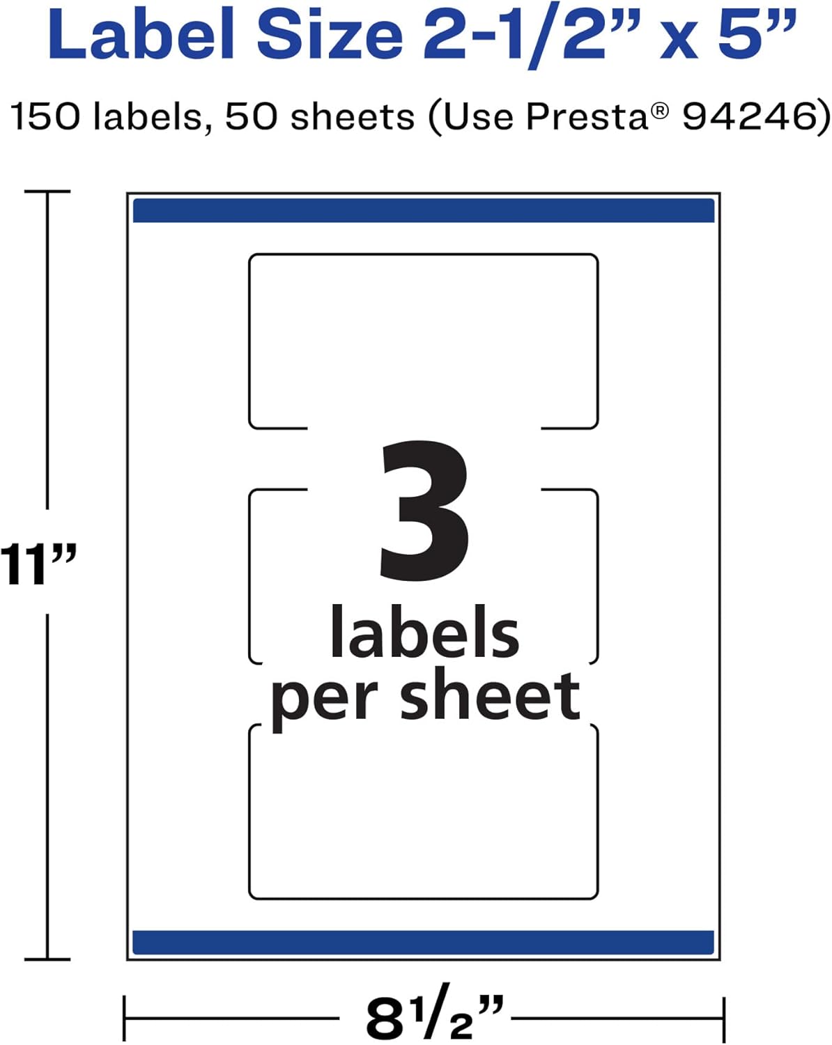 AVERY Matte White Rectangle Labels, Sure Feed Technology, 2.5" x 5"