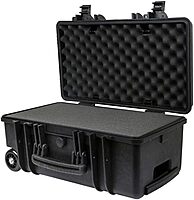 Monoprice Weatherproof Hard Case - 22 x 14 x 10 Inches, With Wheels and Customizable Foam, Shockproof, IP67