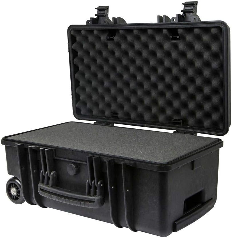 Monoprice Weatherproof Hard Case - 22 x 14 x 10 Inches, With Wheels and Customizable Foam, Shockproof, IP67