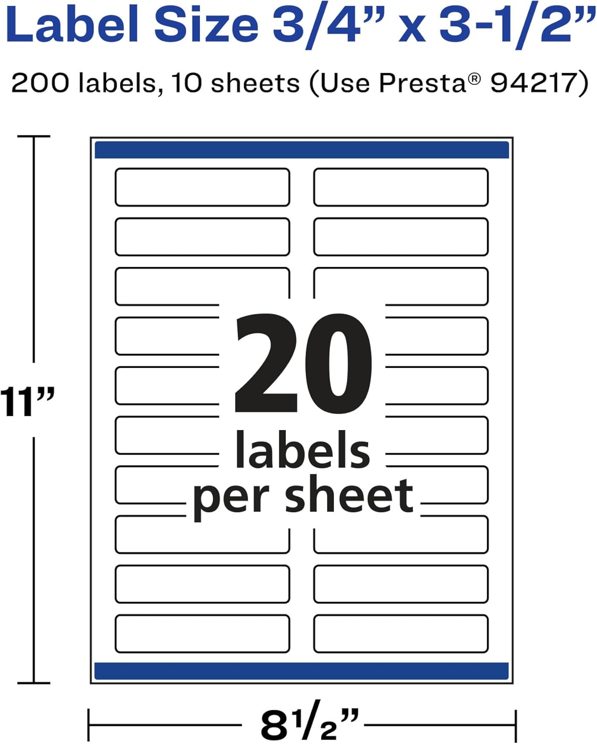 Avery Glossy Clear Rectangle Labels, Sure Feed Technology, 0.75" x 3.5", Laser/Inkjet Printable