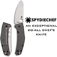 Spyderco Spydiechef Premium Chef Knife with 3.32" LC200N Ultra-Corrosion-Resistant Steel Blade and Titanium Handle