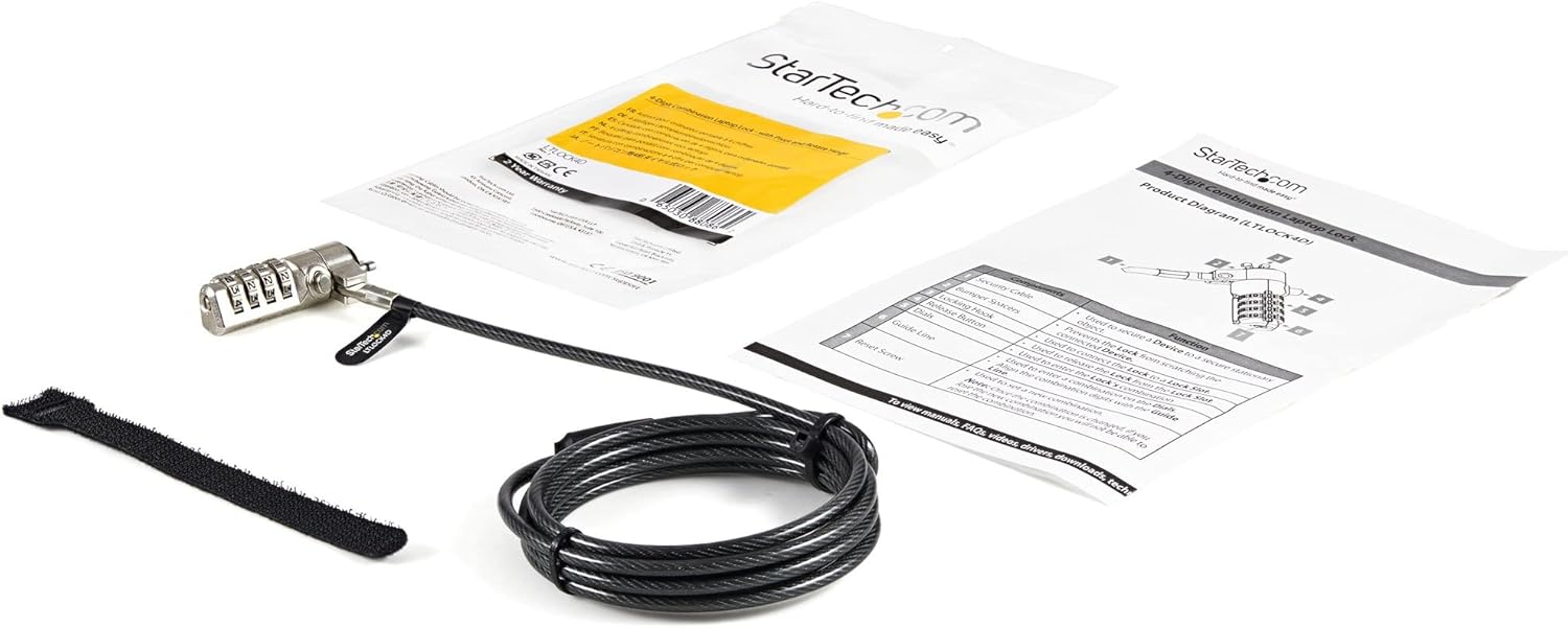 StarTech.com 2m Laptop Cable Lock - Anti-Theft Security Cable