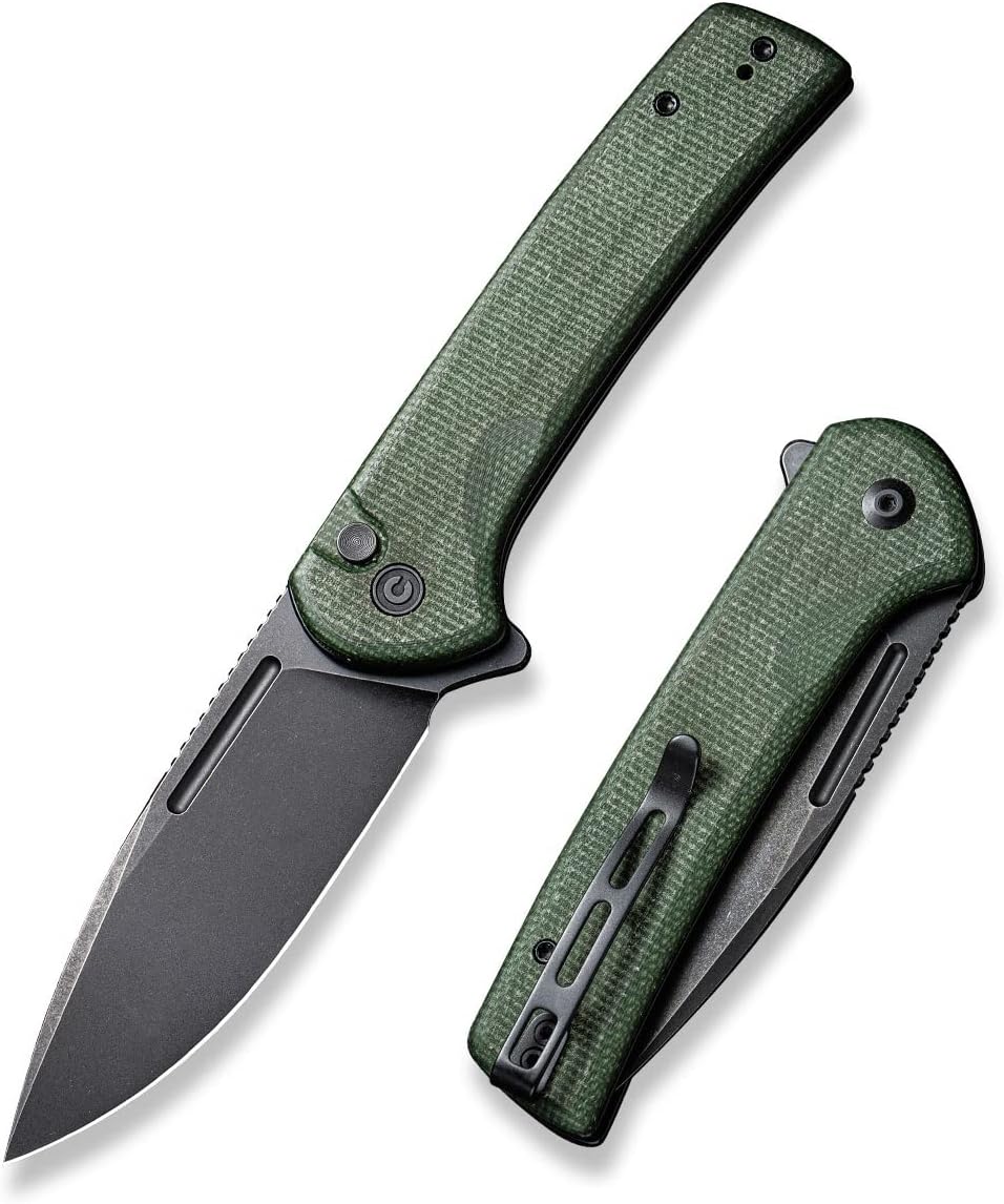 CIVIVI Conspirator Pocket Folding Knife 3.48in Blade, Micarta Handle, Button Lock