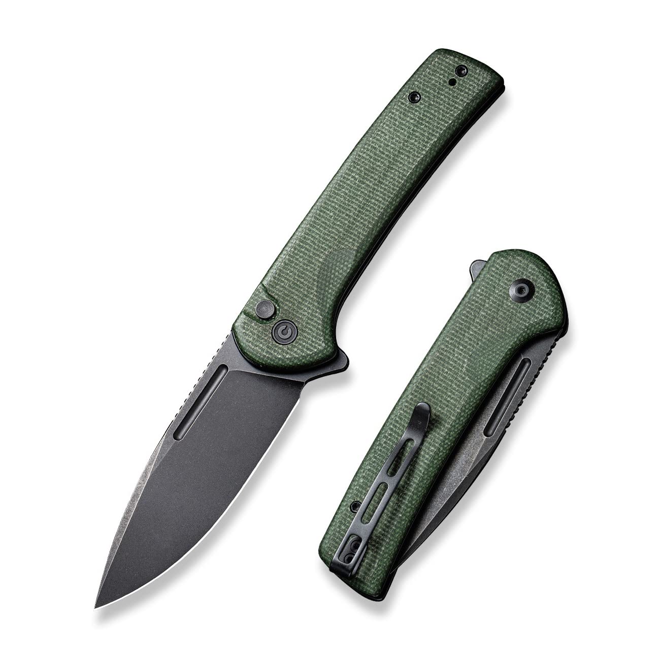 CIVIVI Conspirator Pocket Folding Knife 3.48in Blade, Micarta Handle, Button Lock