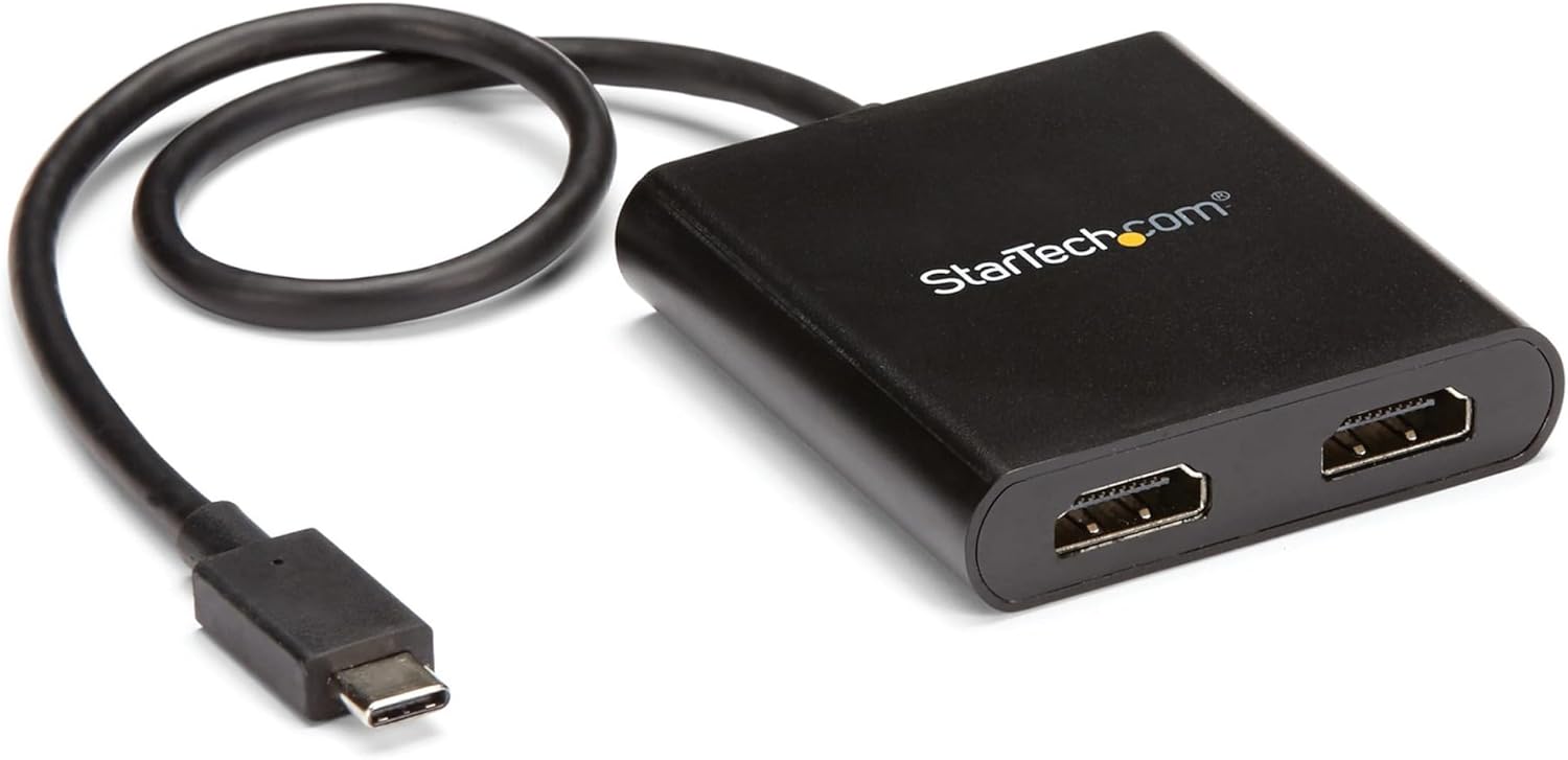 StarTech.com USB-C to Dual HDMI Adapter, USB Type-C Multi-Monitor MST Hub