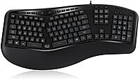 Adesso Tru-Form 150 3-Color Illuminated USB Ergonomic Keyboard, Black, AKB-150EB
