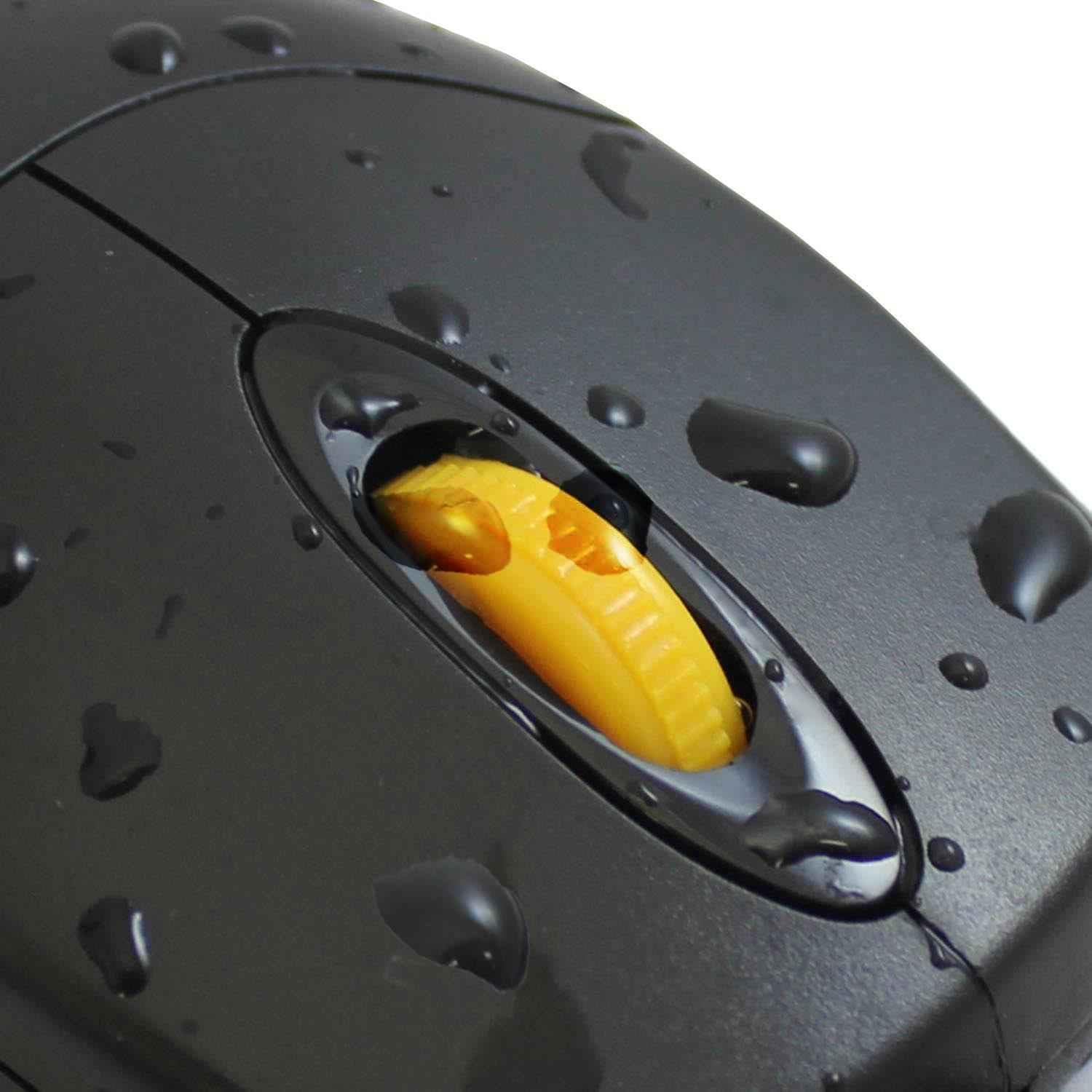 Adesso iMouse W3 USB Waterproof Optical Mouse With Magnetic Scroll Wheel, Black/Yellow