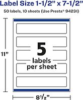 AVERY Glossy White Rectangle Labels, Sure Feed Technology, 1.5" x 7.5"