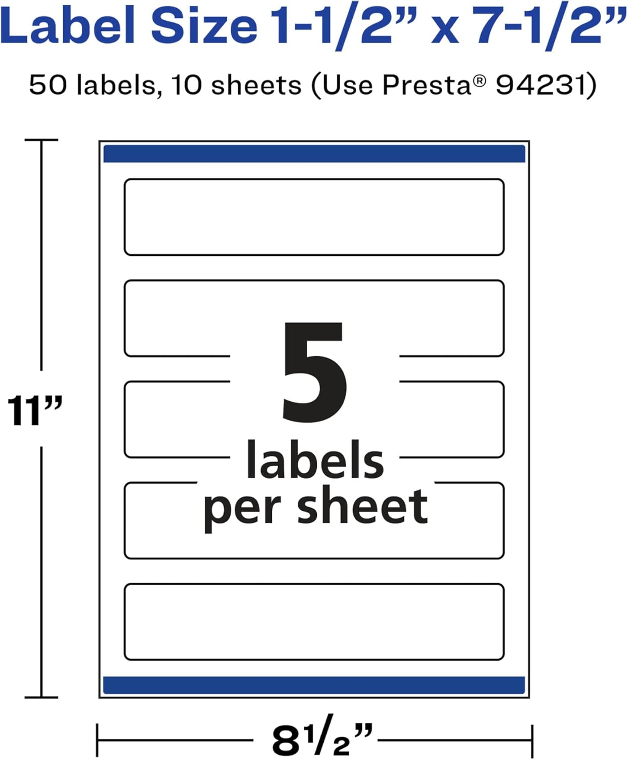 AVERY Glossy White Rectangle Labels, Sure Feed Technology, 1.5" x 7.5"