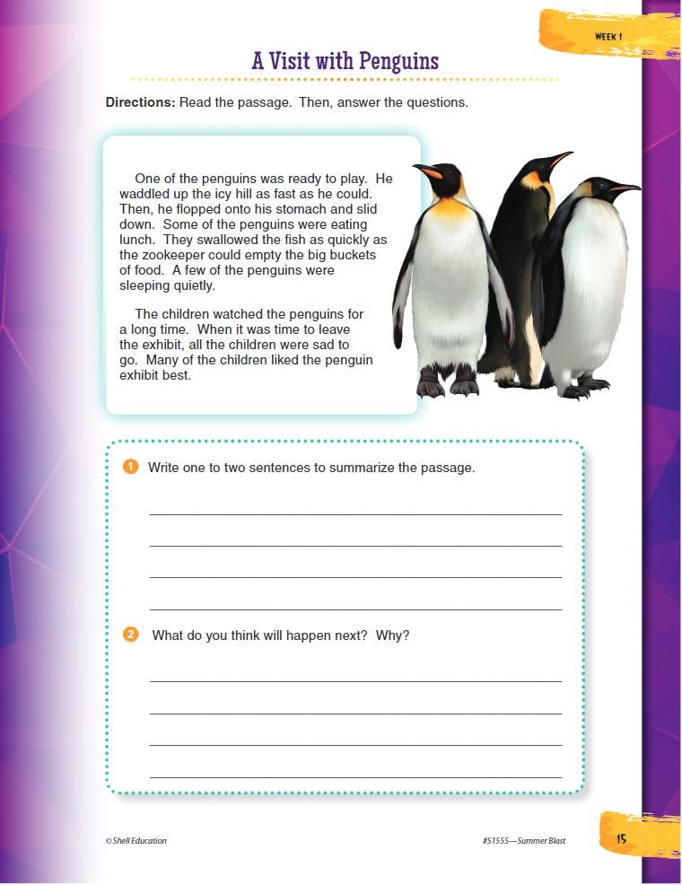 Summer Blast: Getting Ready for Fifth Grade – Full-Color Workbook for Kids Ages 9-11 - Reading, Writing, Art