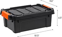 IRIS 13 Quart Heavy Duty Plastic Storage Box, Black Pack of 6