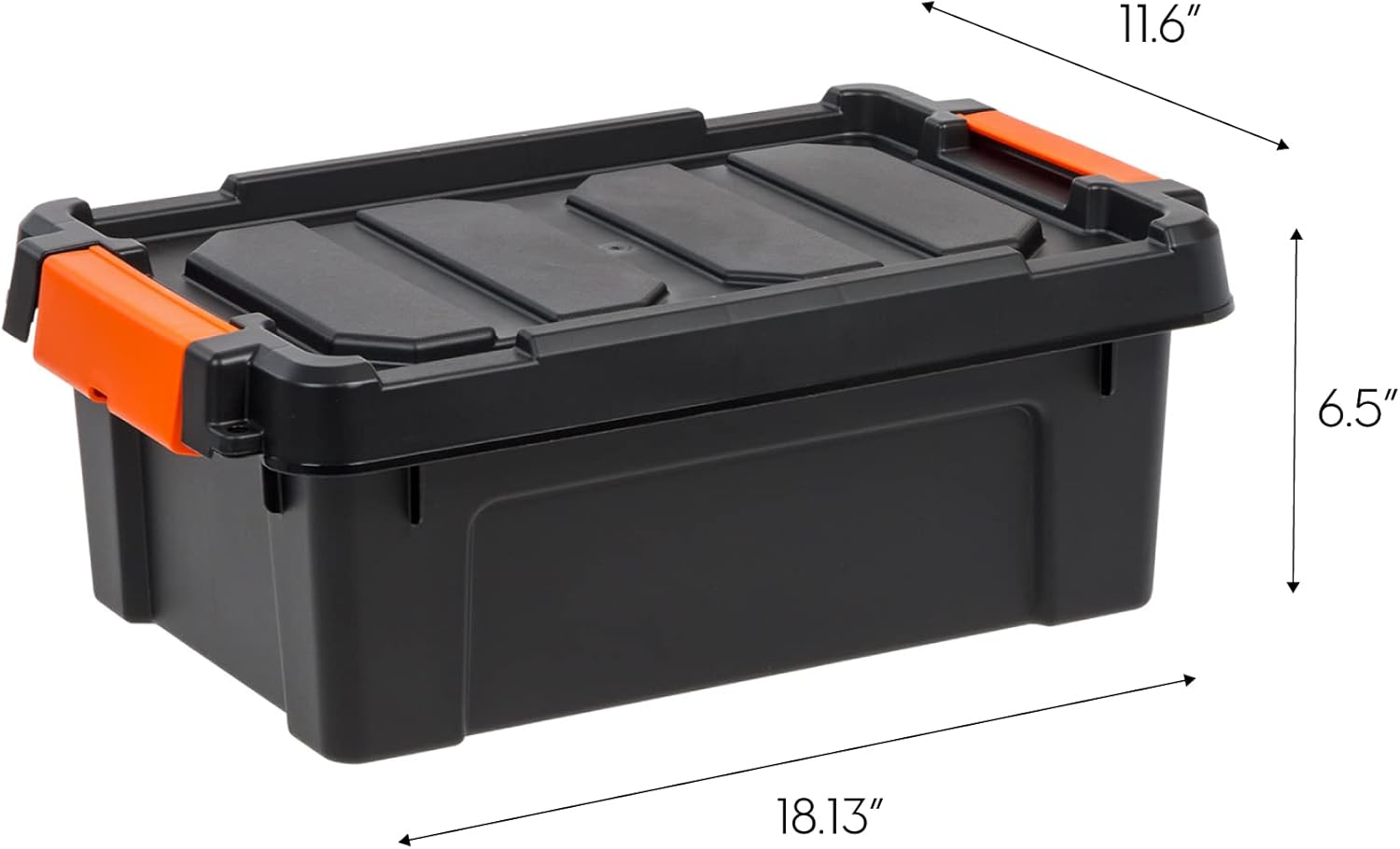 IRIS 13 Quart Heavy Duty Plastic Storage Box, Black Pack of 6