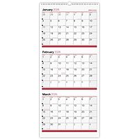 Office Depot Brand 3-Month Monthly Wall Calendar, 12" x 27", White, January 2026 to December 2026, OD30302826